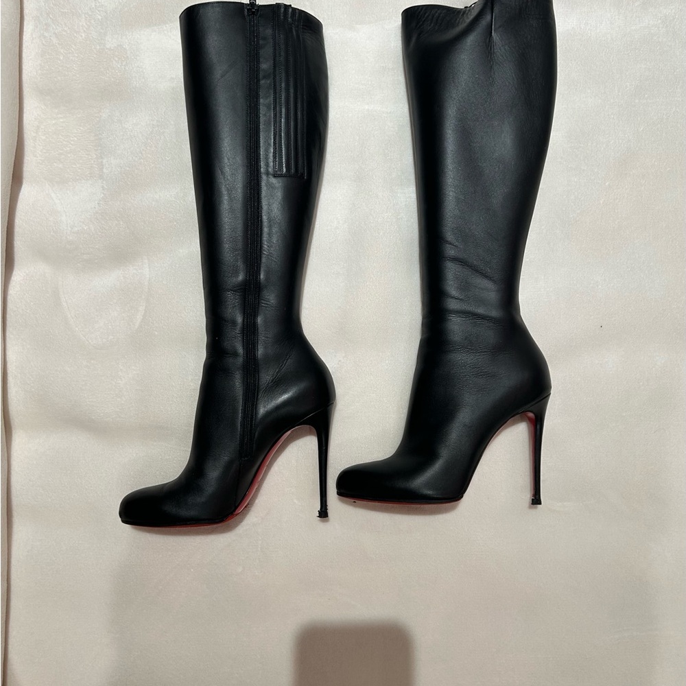 Christian Louboutin Fifi Botta 100 king Calf Black Leather Heeled Boots - Picture 3 of 16